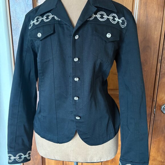 Christine Alexander Jacket. Swarovski Studs/Buttons. Black. Size Medium - Picture 5 of 12